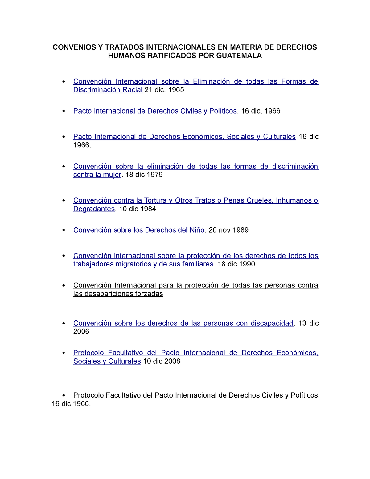 Convenios Y Tratados Internacionales En Materia De Derechos Humanos Ratificados Por Guatemala 9244