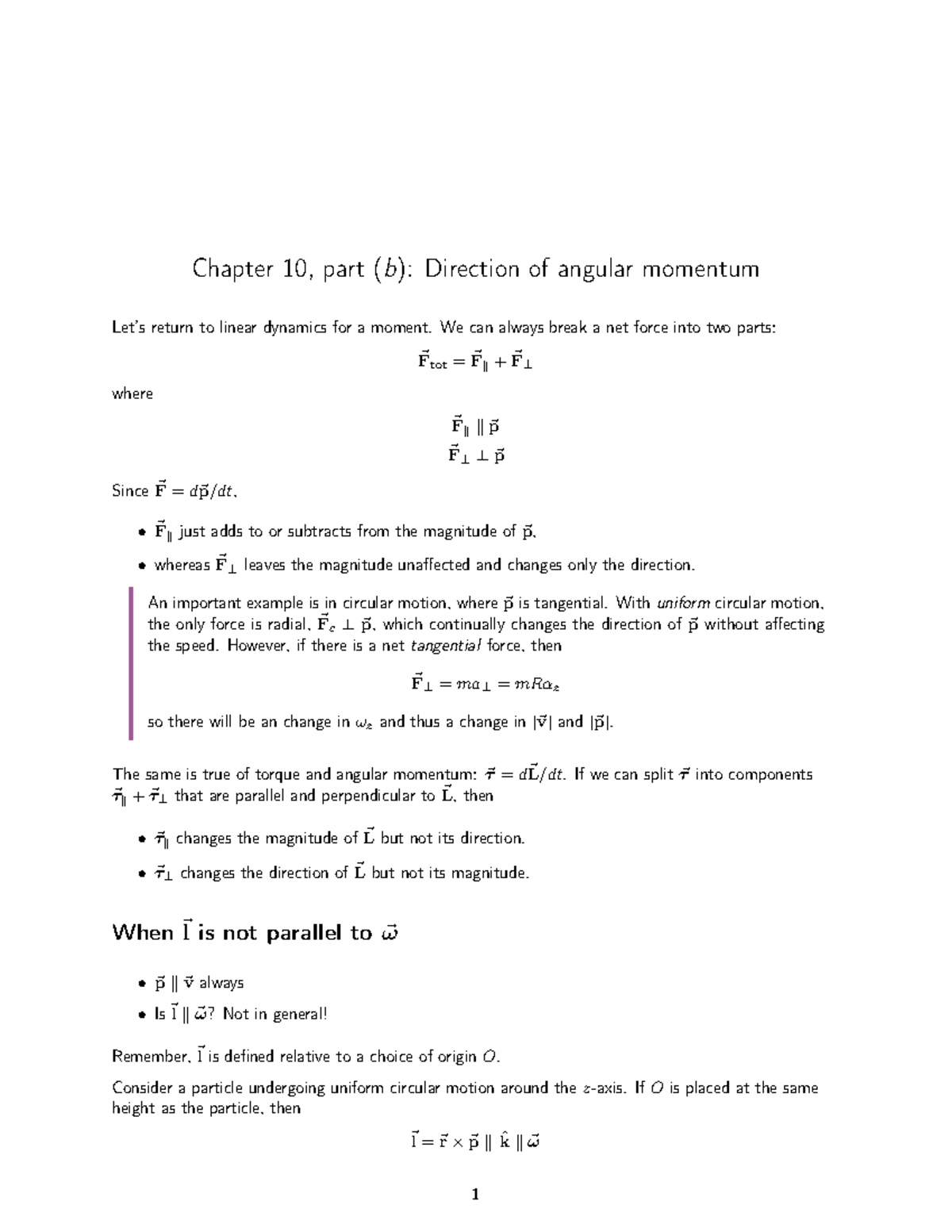 LN10b - Direction of angular momentum - Chapter 10, part (b): Direction ...