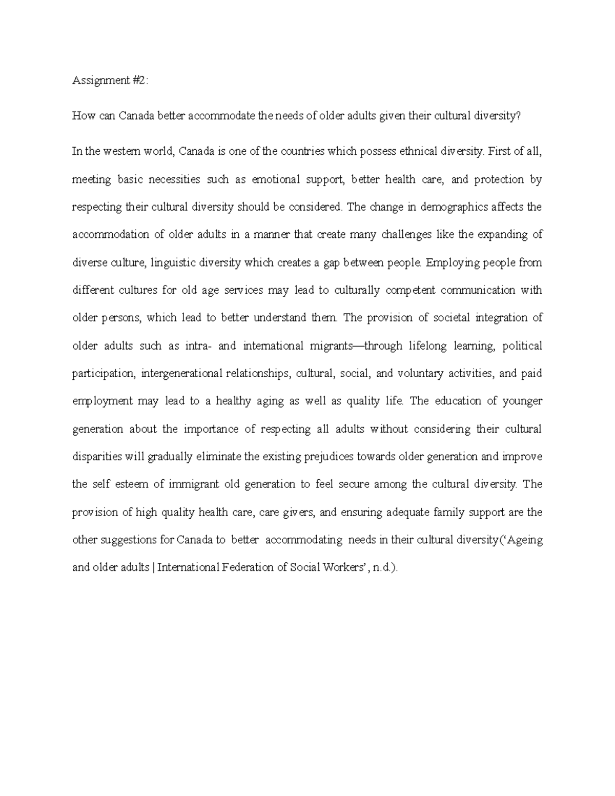 SW Assignment 2 It Describes How A Social Worker Should Understand