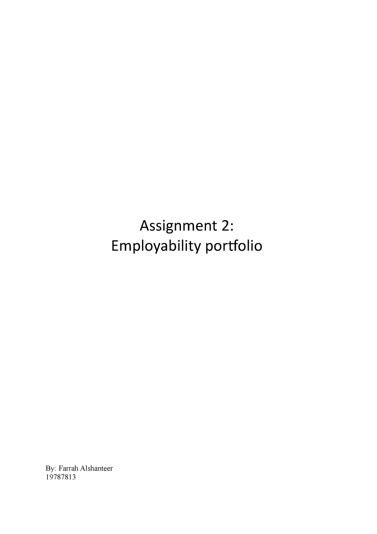 Employability Portfolio - Assignment 2: Employability portfolio By ...