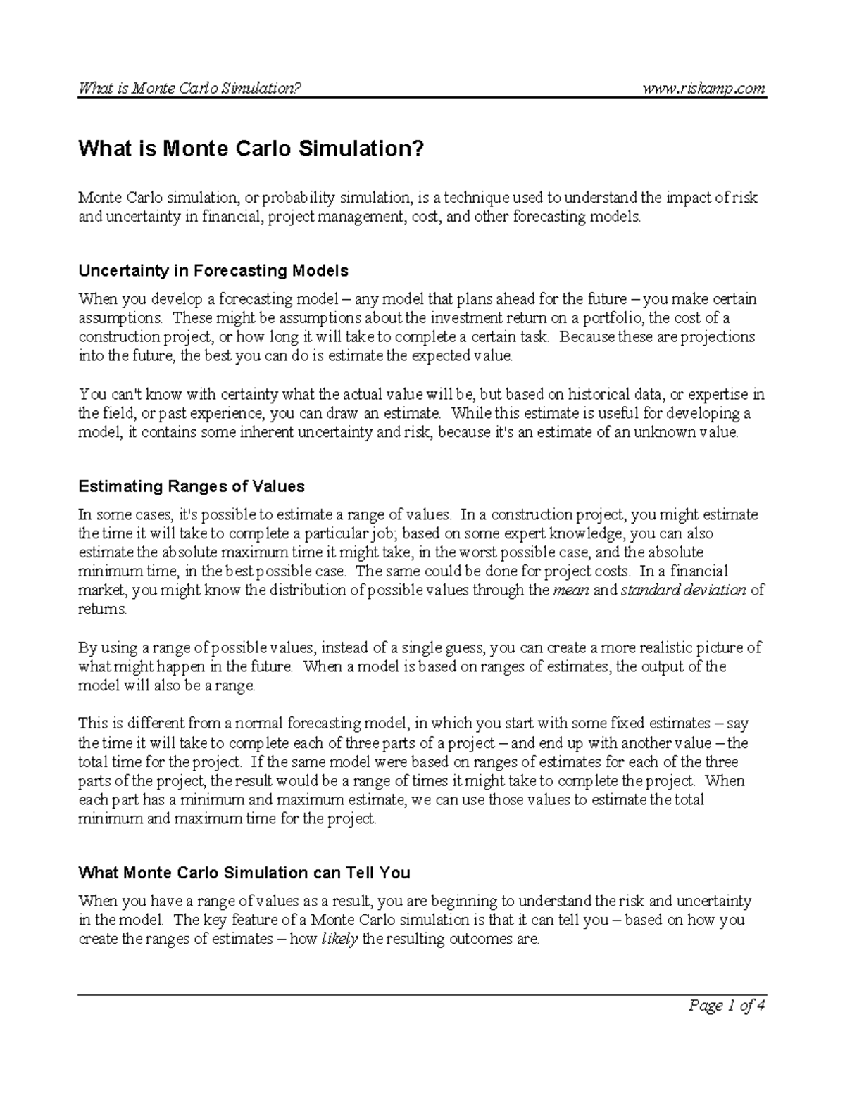 Risk AMP - Monte Carlo Simulation - What is Monte Carlo Simulation ...