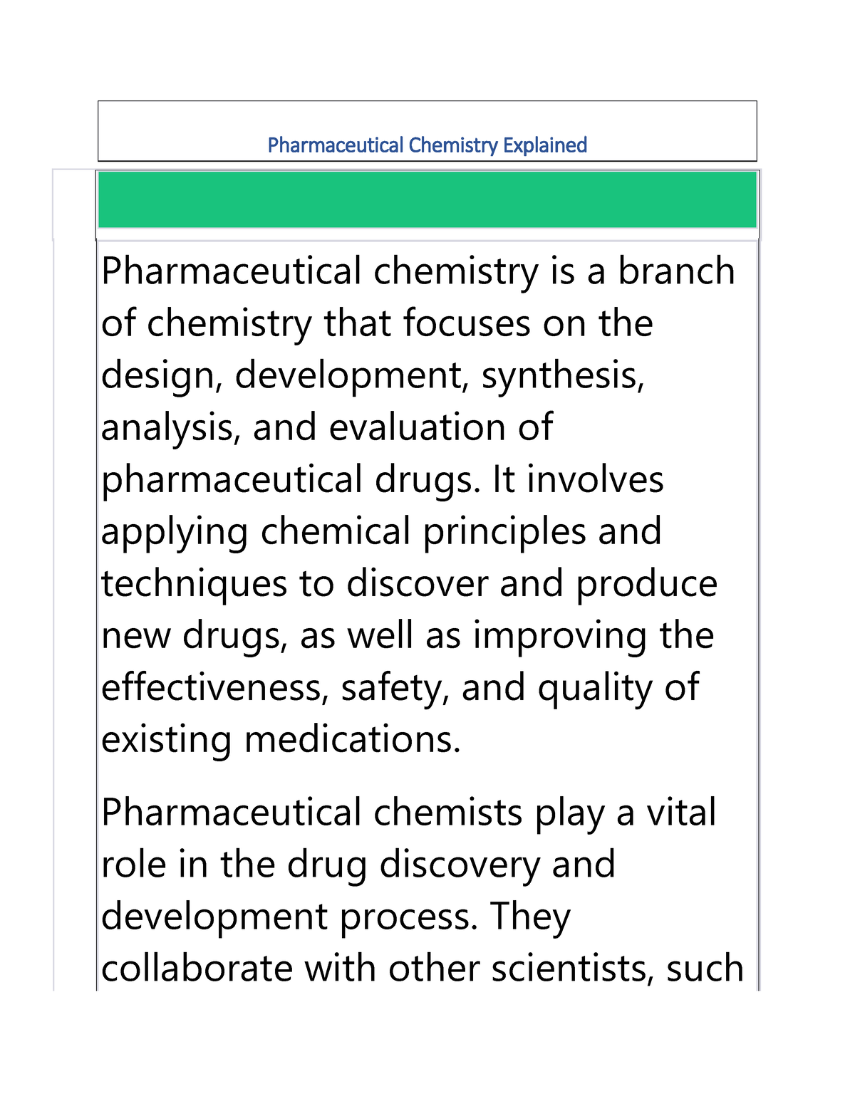 pharmaceutical chemistry thesis