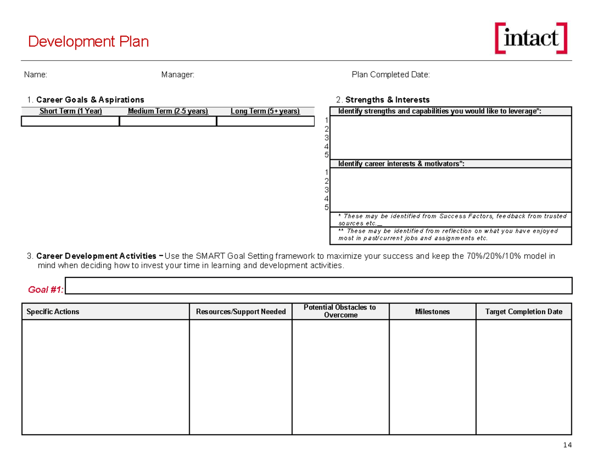 Development Plan Template - Development Plan Name: Manager: Plan ...