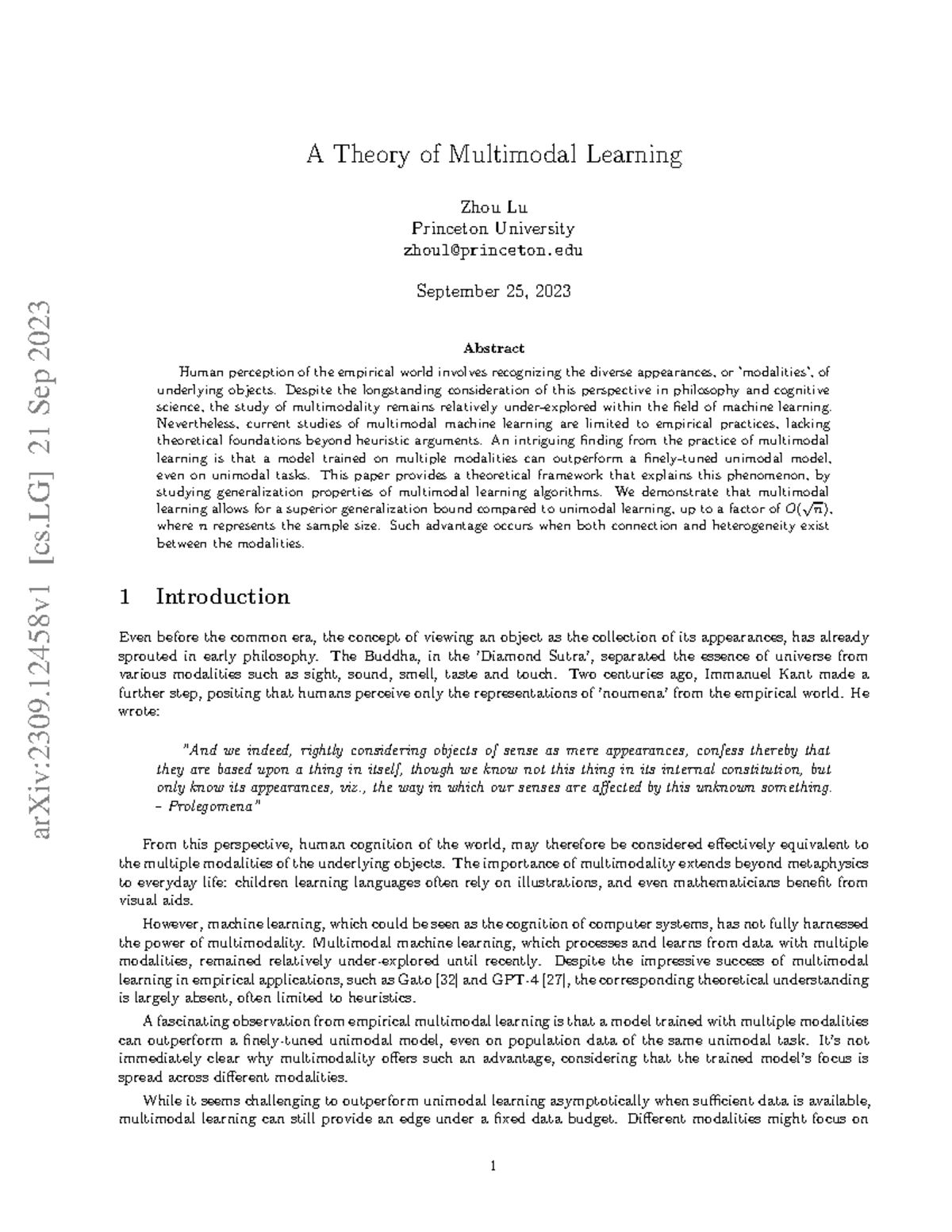 A Theory Of Multimodal Learning - ArXiv:2309 [cs] 21 Sep 2023 A Theory ...