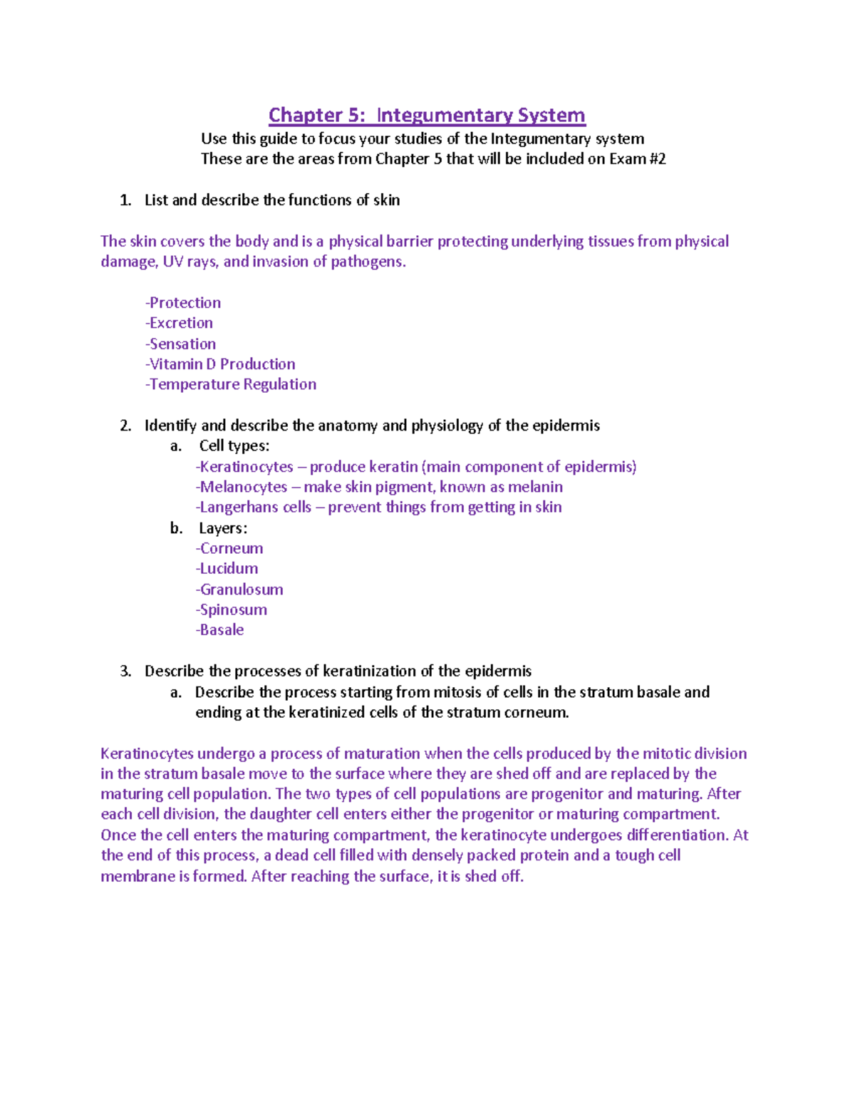 Chapter 5 Integumentary System Study Guide - Chapter 5: Integumentary ...