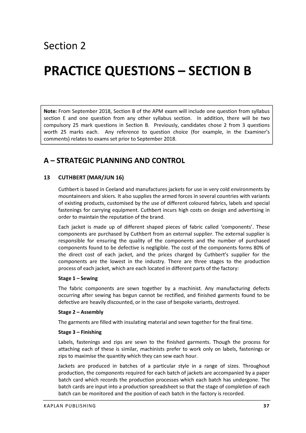 ACCA P5 Questions Section B - Section 2 PRACTICE QUESTIONS – SECTION B ...