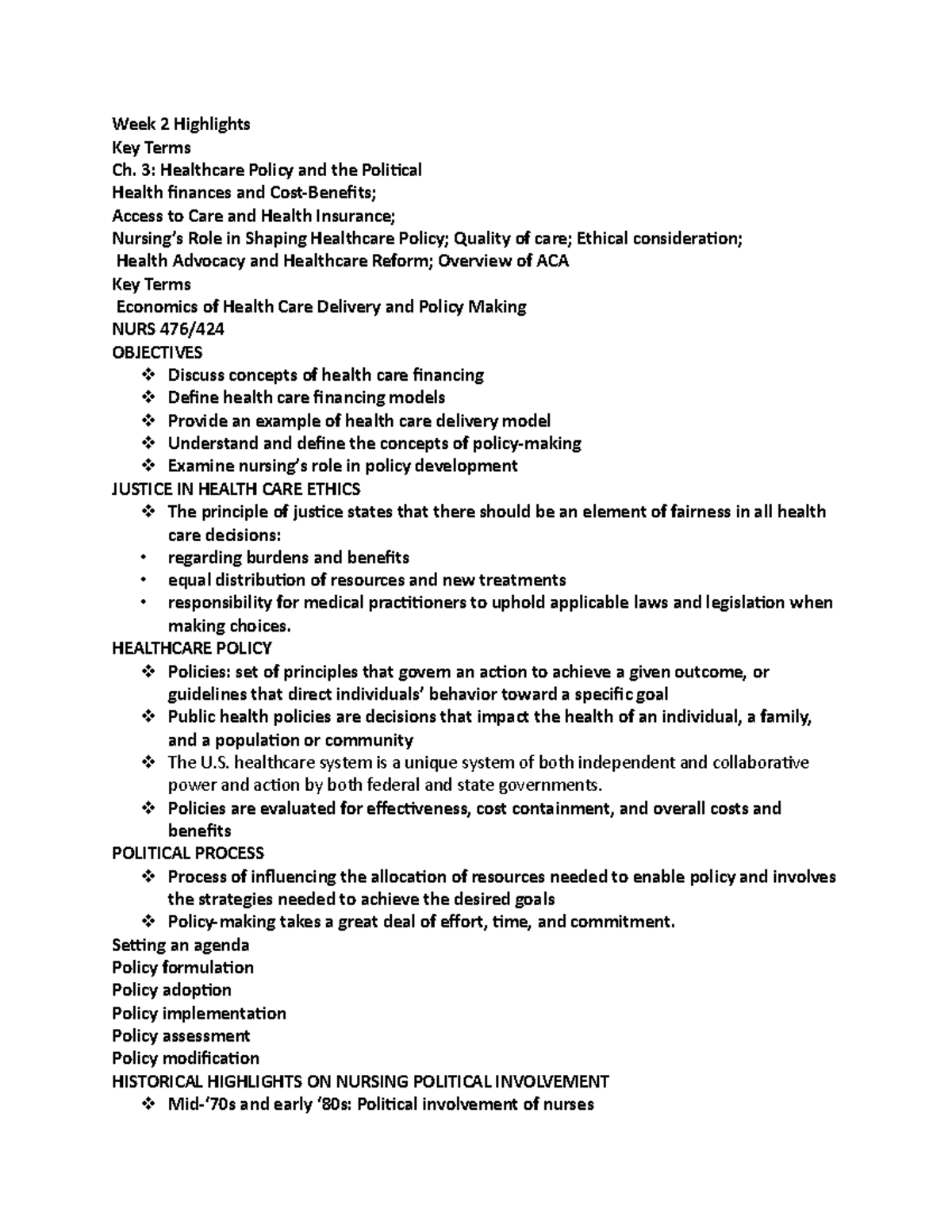 Lecture 2- healthcare delivery - Week 2 Highlights Key Terms Ch. 3 ...