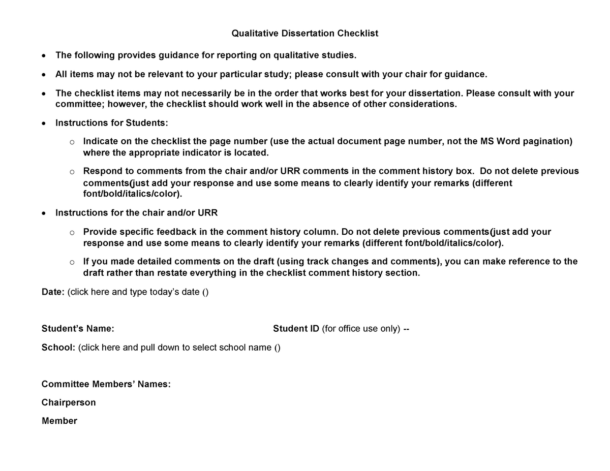 walden qualitative dissertation checklist