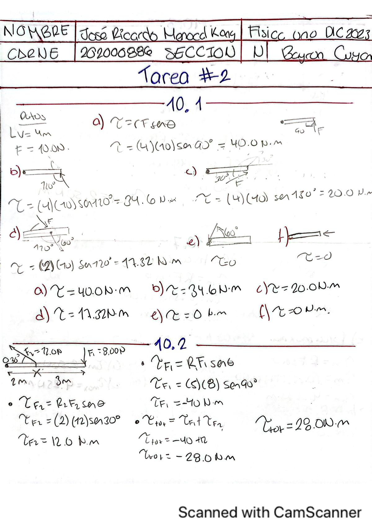 Tarea No2 Física 1 - Física 1 - Studocu