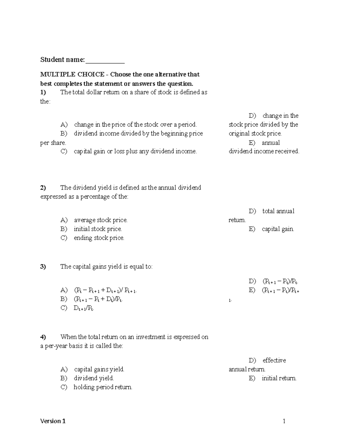 Chapter 01 Test Bank Version 1 With Notes - Student Name ...