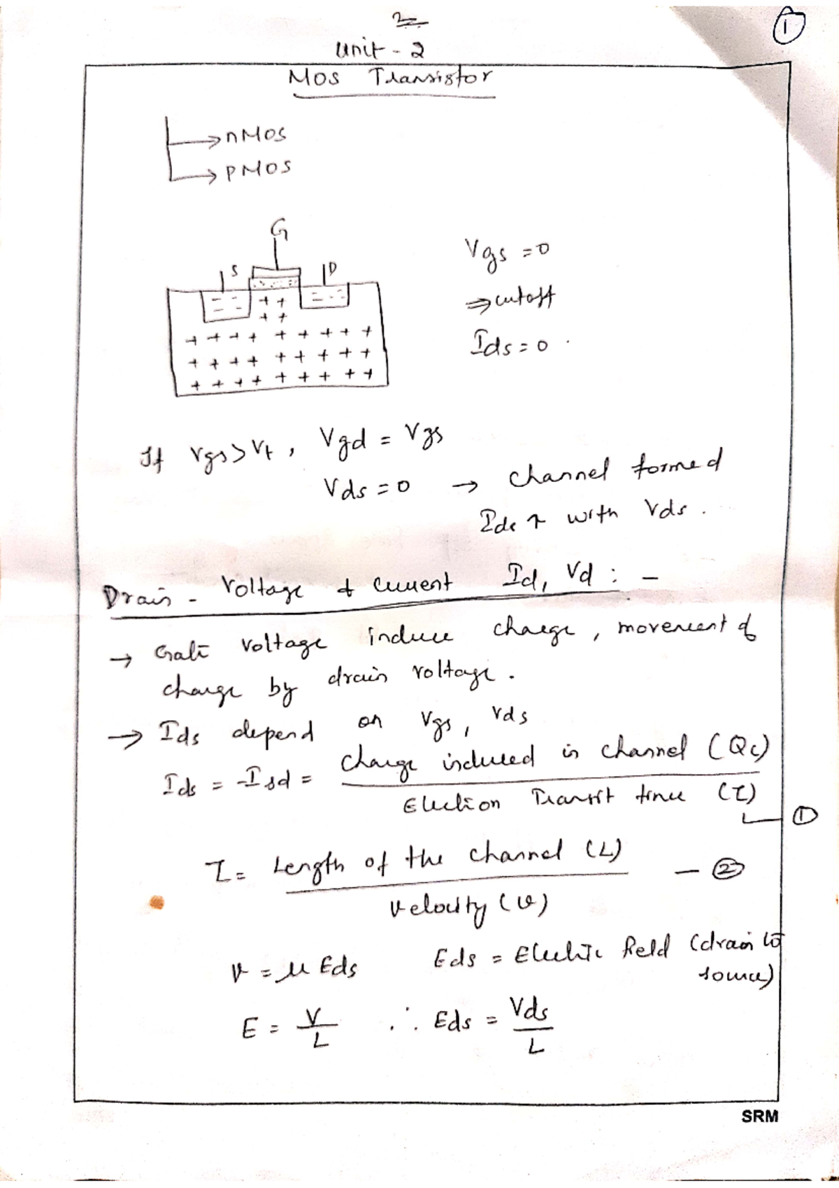 Unit 3 - These are notes to unit 3 - 2 I unit 2 Mos Transistor nMos ...