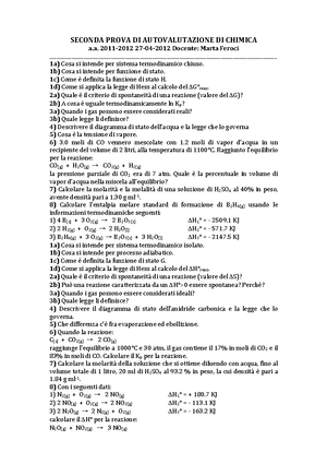 Esempioprova Desame 11 Aprile Domande Chimica 101144