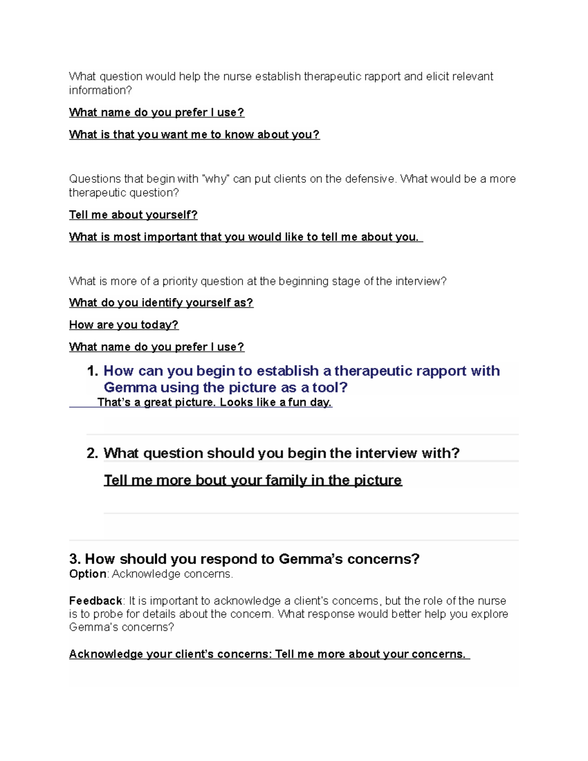Gerontology - notes - What question would help the nurse establish ...