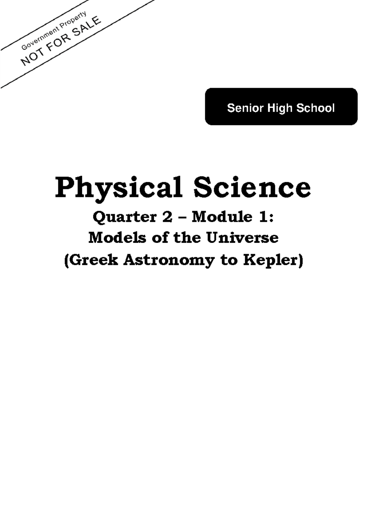 Physical Science Q2 Module 1 - Physical Science Quarter 2 – Module 1 ...