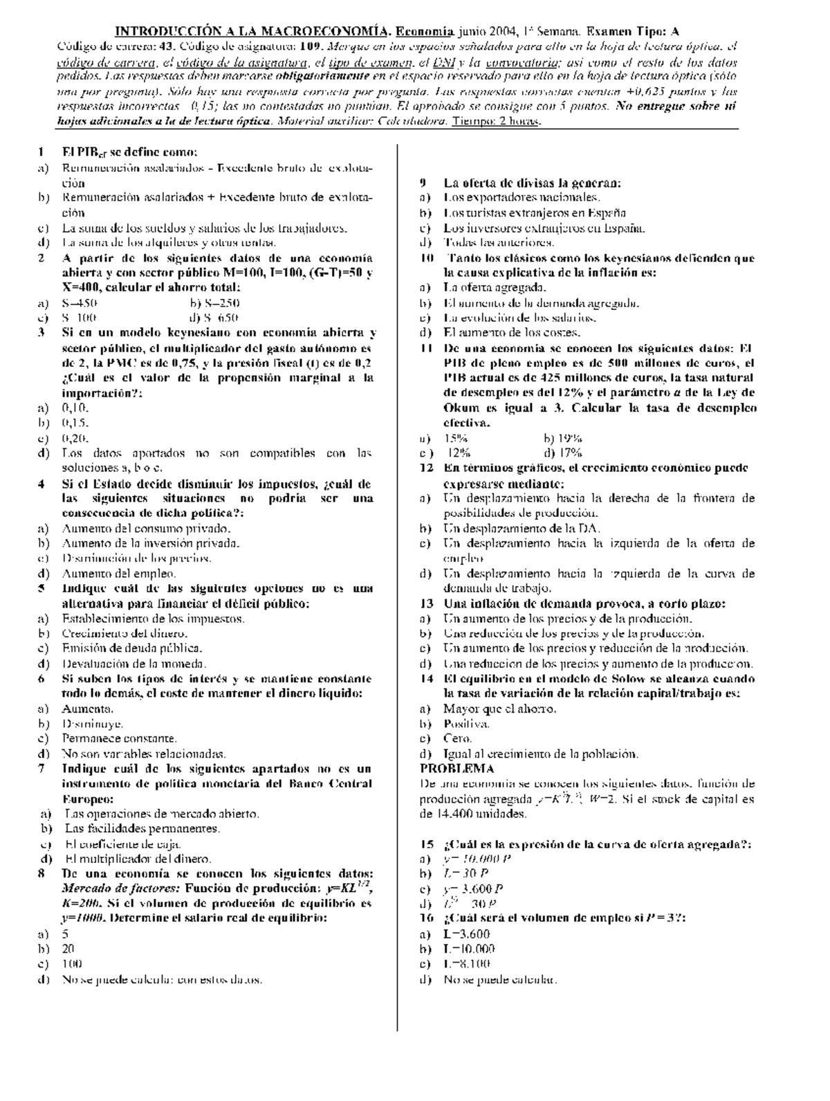 E0143109-0A04J1 - Exam - Introducción A La Microeconomía - Studocu