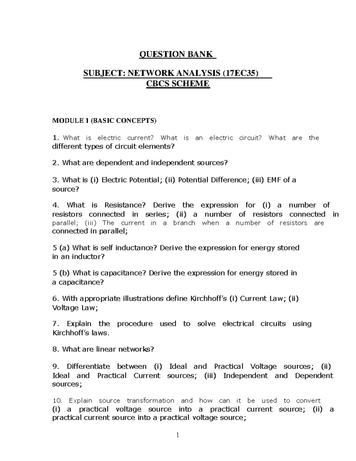 Electronic Circuit Analysis Question BANK (CBCS) QUESTION BANK