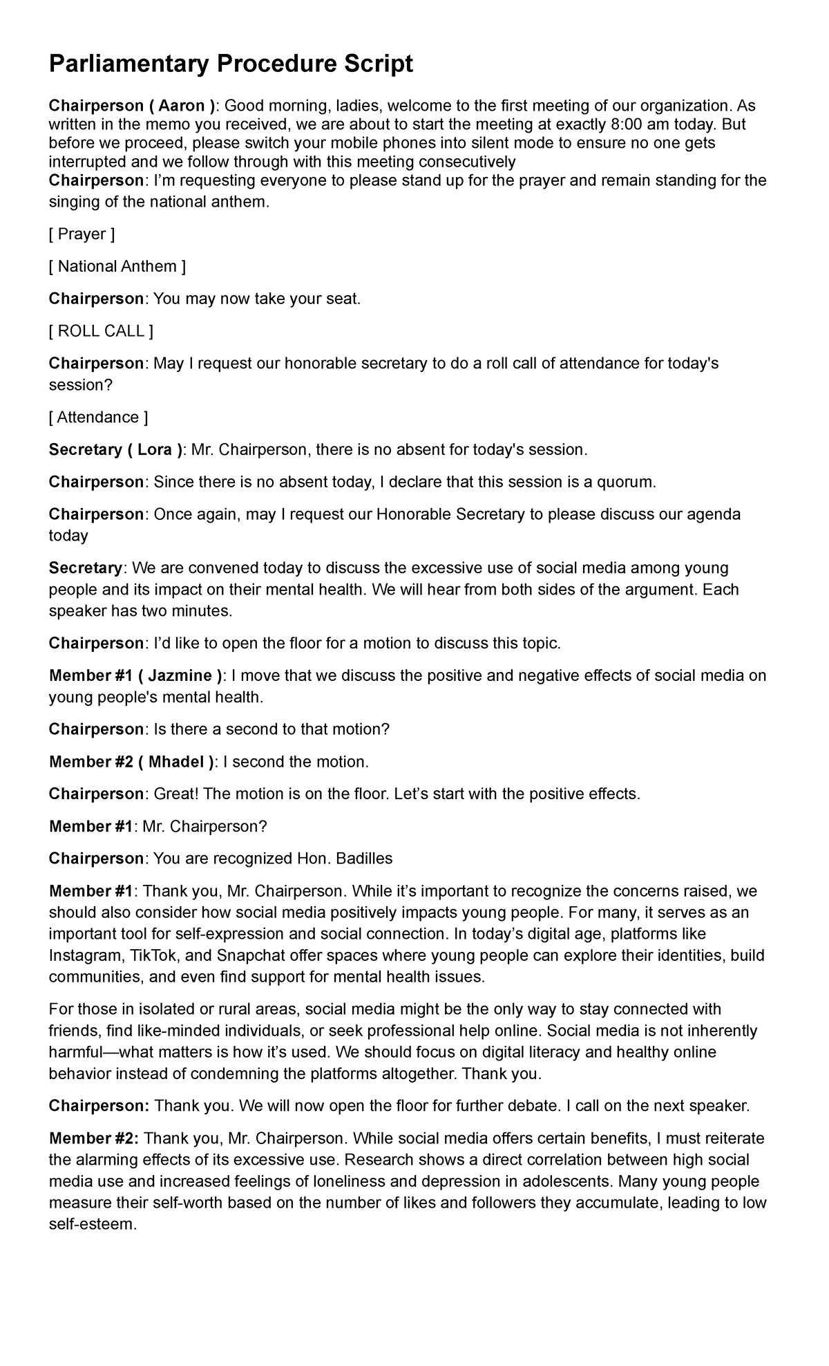 Parliamentary-Procedure-Script - Parliamentary Procedure Script ...
