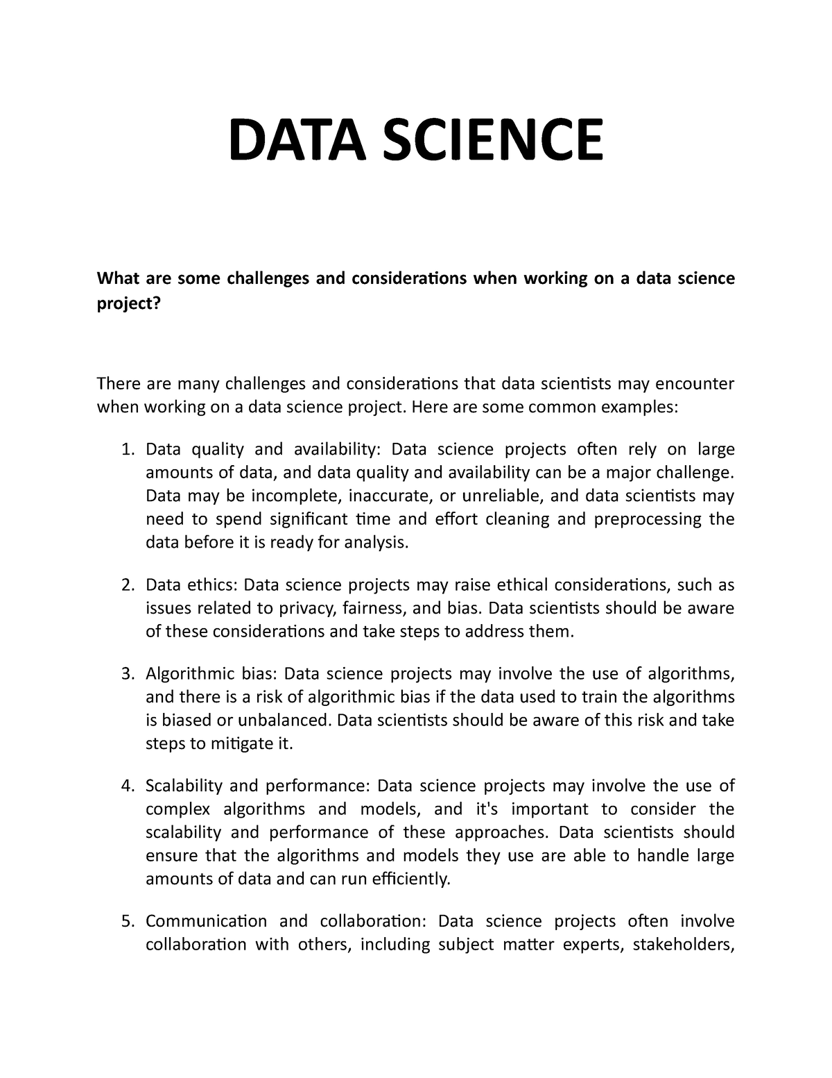 data science essay topics