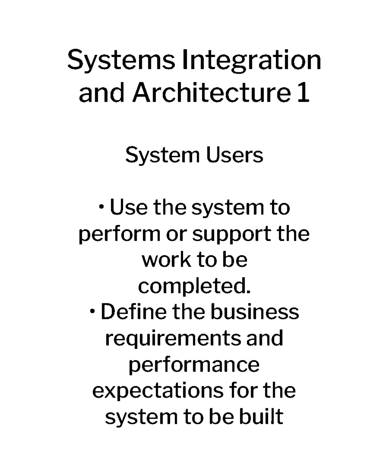 Systems Integration And Architecture 1 - Systems Integration And ...