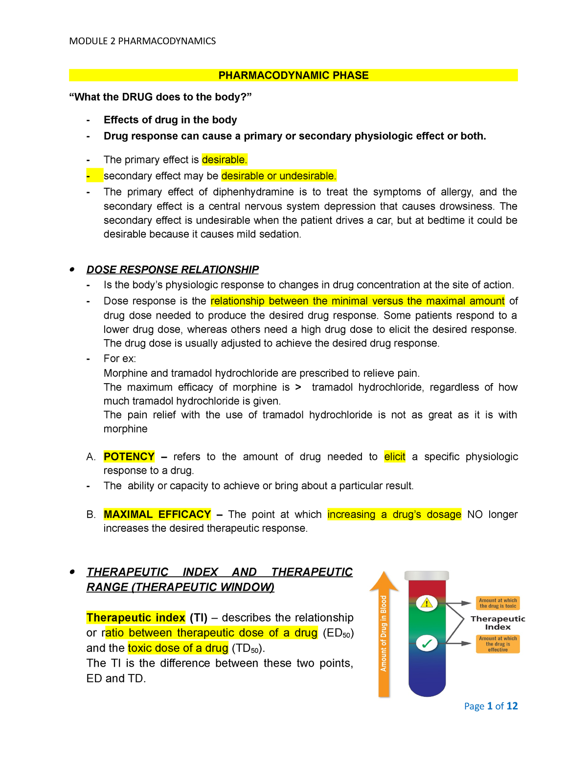 Module-2-Pharmacodynamics - PHARMACODYNAMIC PHASE “What The DRUG Does ...