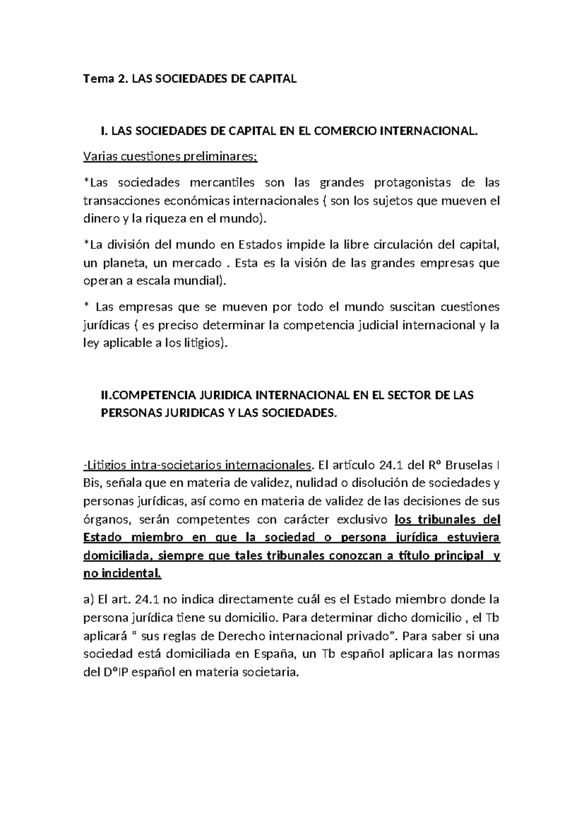 2- Tema 2 LAS Sociedades DE Capital 2024 - Tema 2. LAS SOCIEDADES DE ...