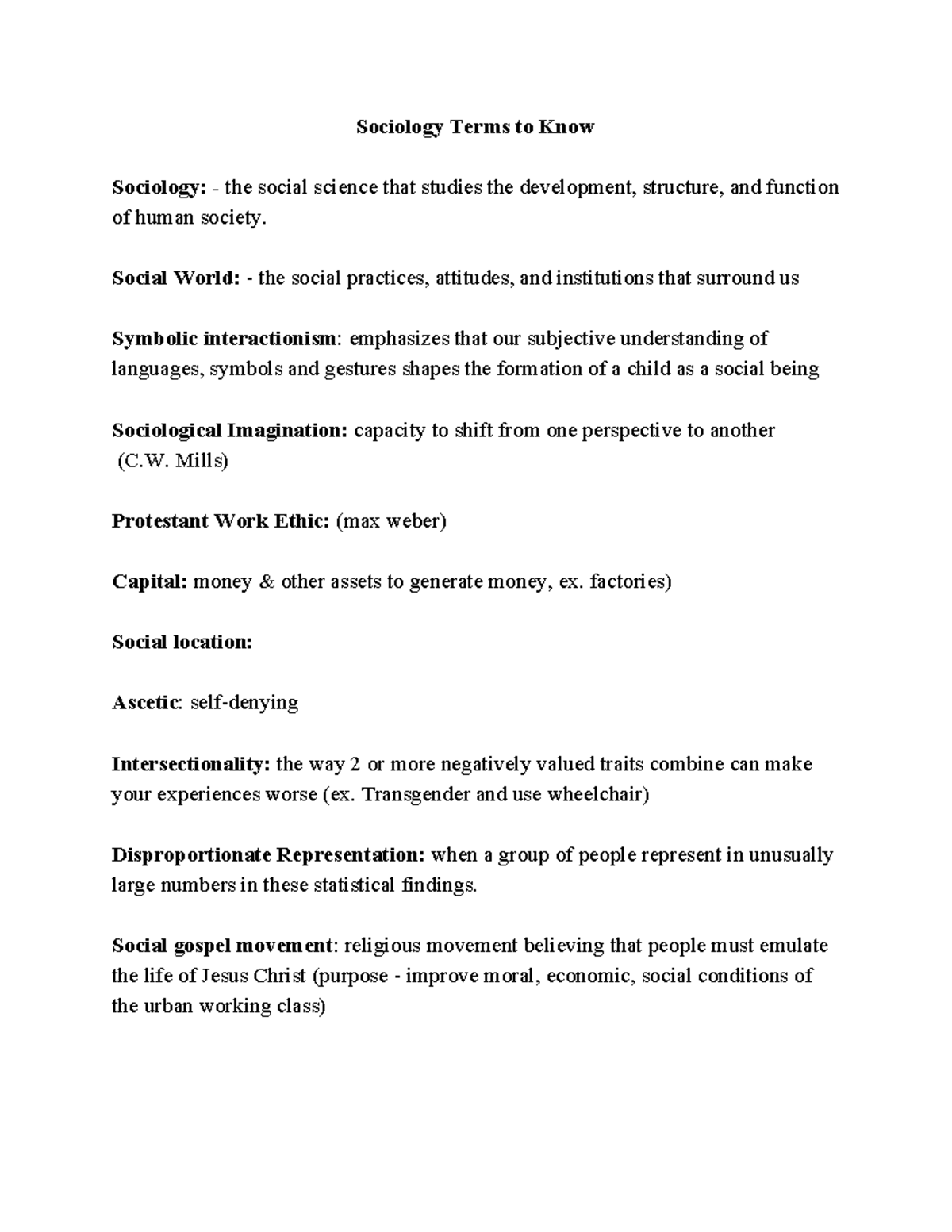 Midterm 1 Autumn 2020, Questions And Answers - Sociology Terms To Know ...