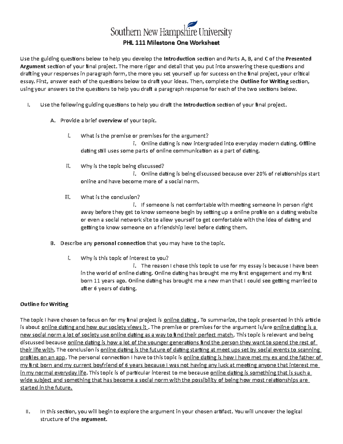 Phl111 Milestone One Worksheet - PHL 111 Milestone One Worksheet Use ...