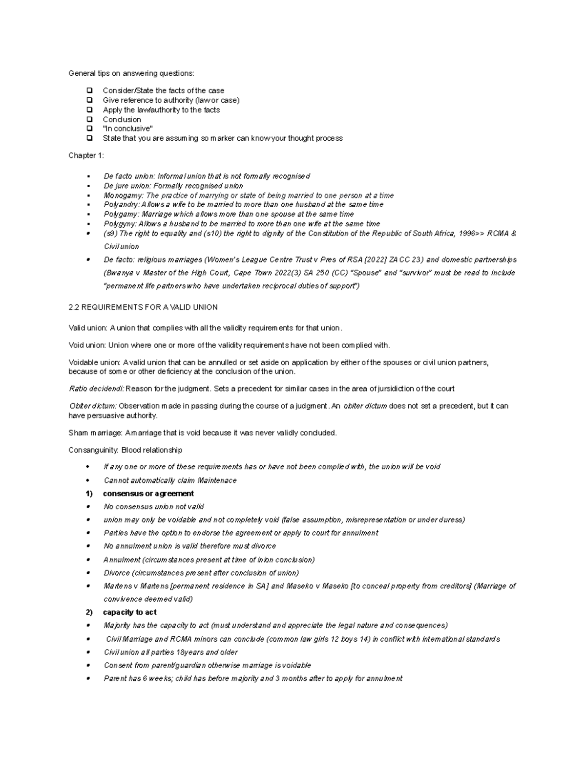 FMR120 notes - General tips on answering questions: Consider/State the ...