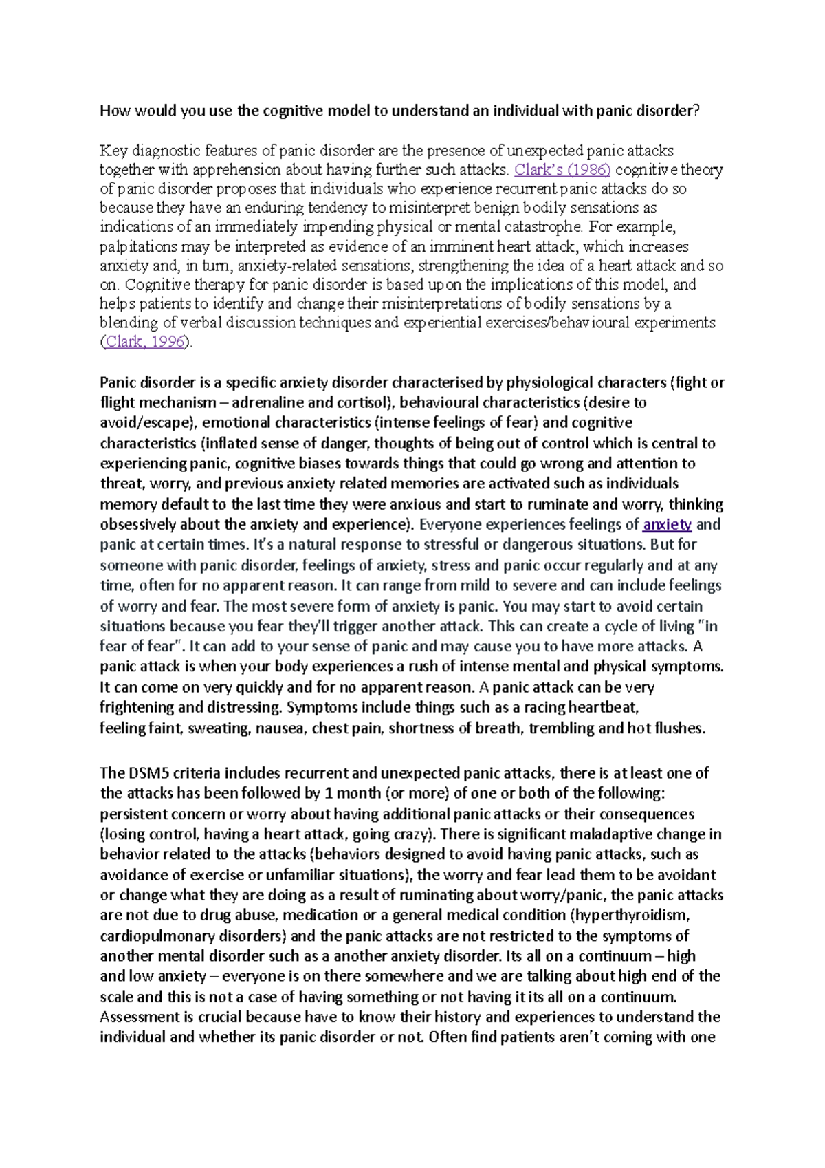 Panic essay cognitive model - How would you use the cognitive model to ...