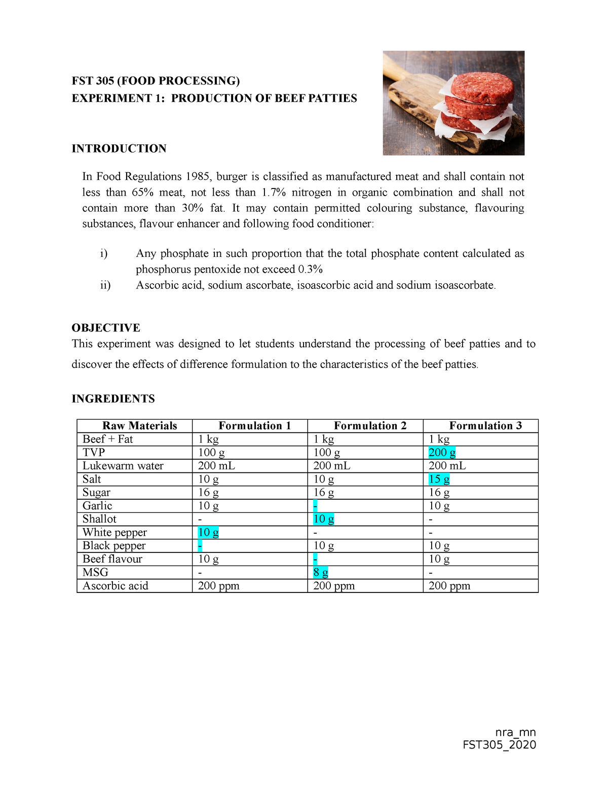 food processing experiment