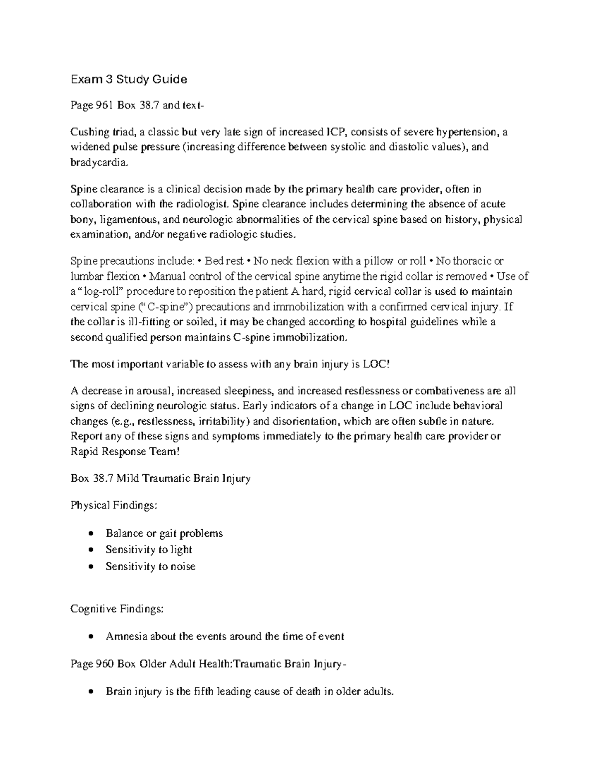 Exam 3 Study Guide - Exam 3 Study Guide Page 96 1 Box 38 and text ...