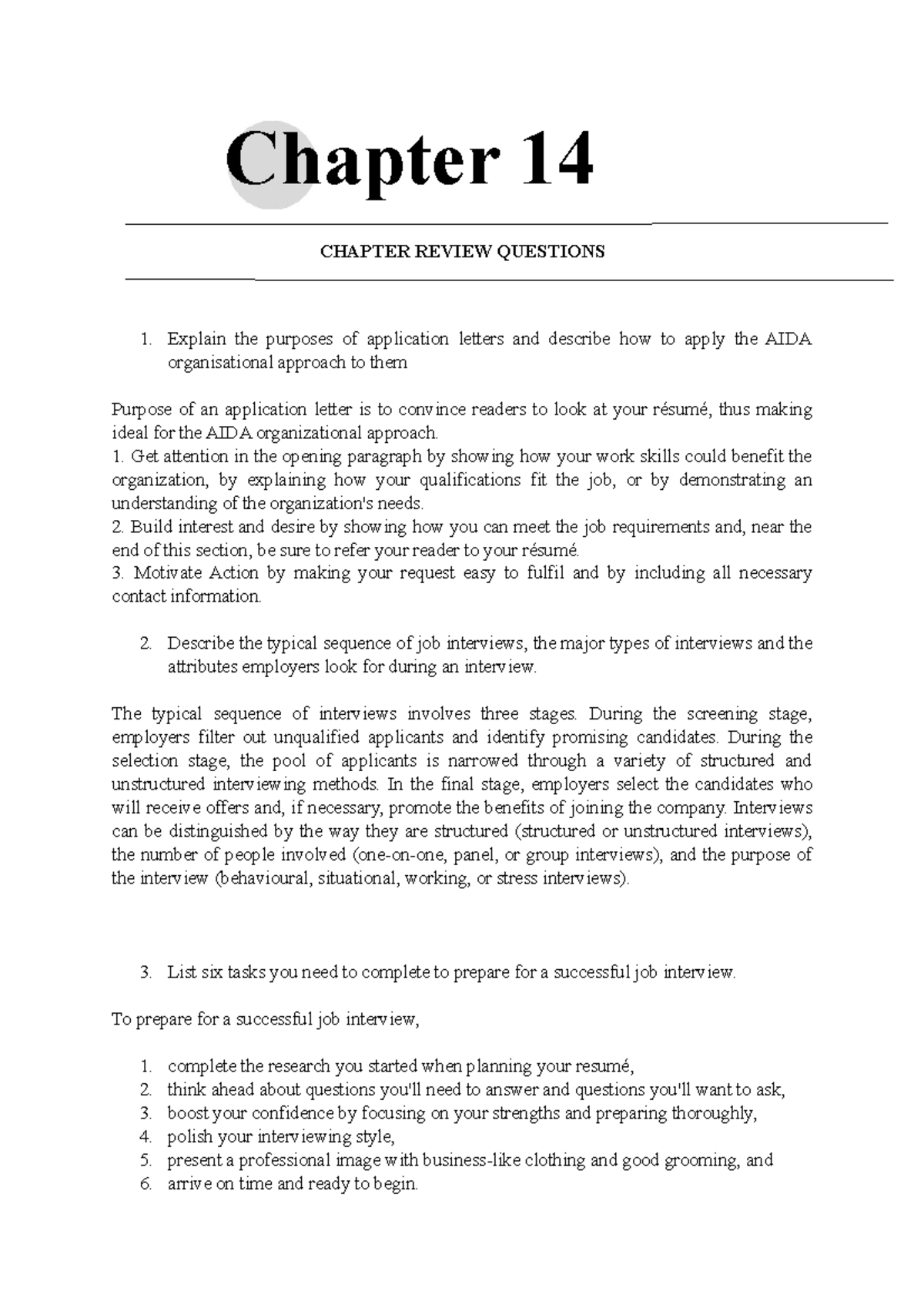 Chapter 14 ( Business Communications) - Chapter 14 CHAPTER REVIEW ...