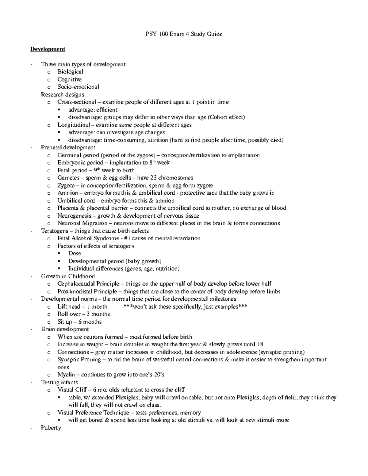 PSY ex 4 notes - Summary Introduction to Psychology - PSY 100 Exam 4 ...