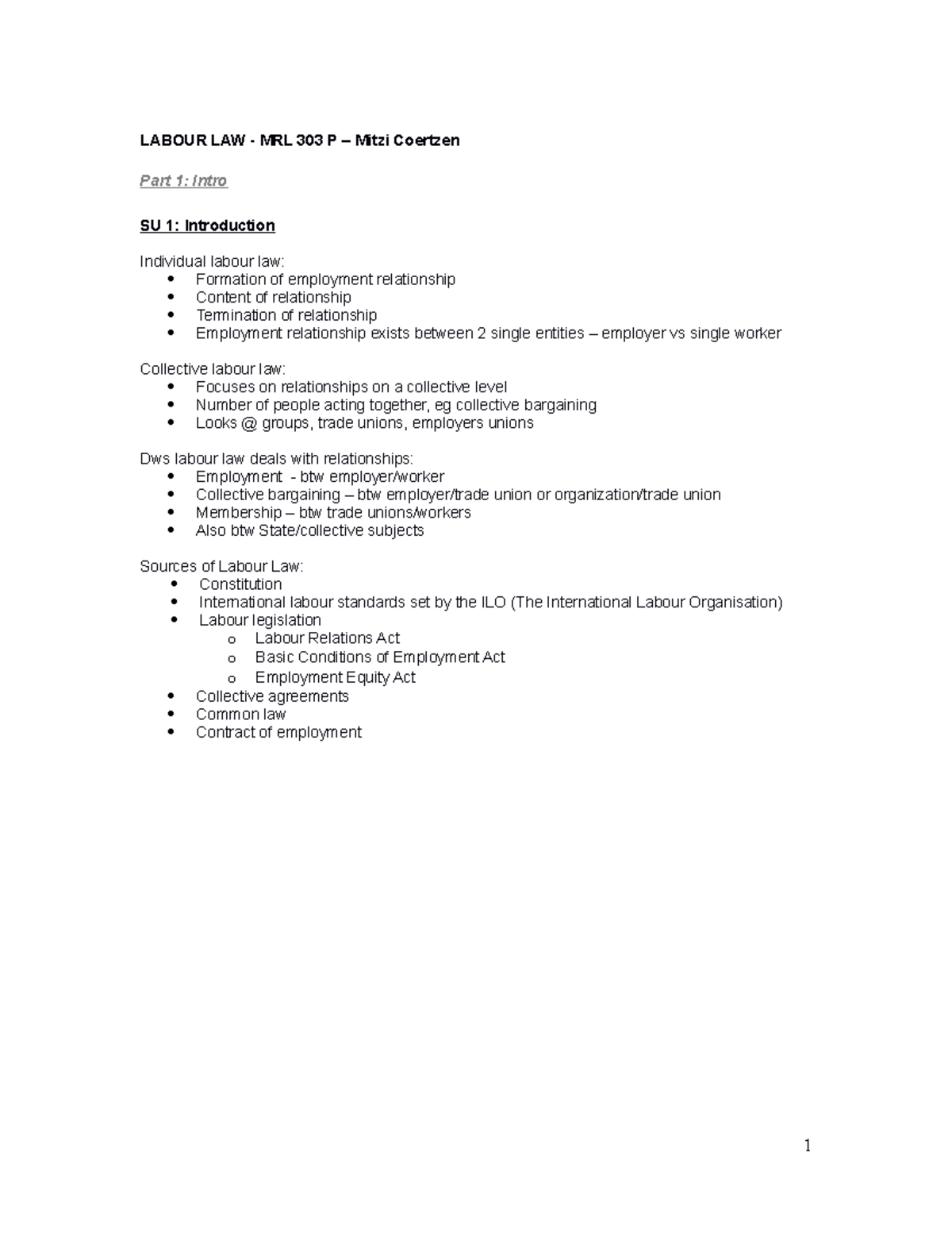 MRL3702-notes - very helpful students notes. - LABOUR LAW - MRL 303 P ...