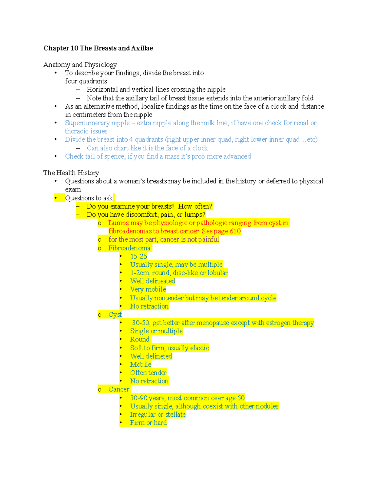 507test3 2 notes Chapter 10 The Breasts and Axillae Anatomy and
