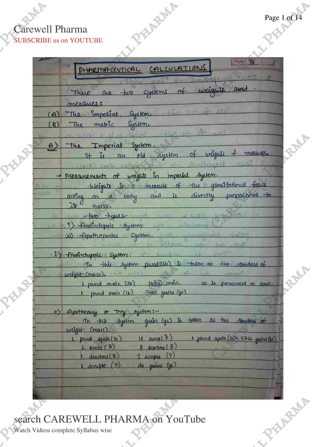 Unit 2, Pharmaceutics 1, B Pharmacy 1st Sem, - 1 Page: 6 PHARmA ...