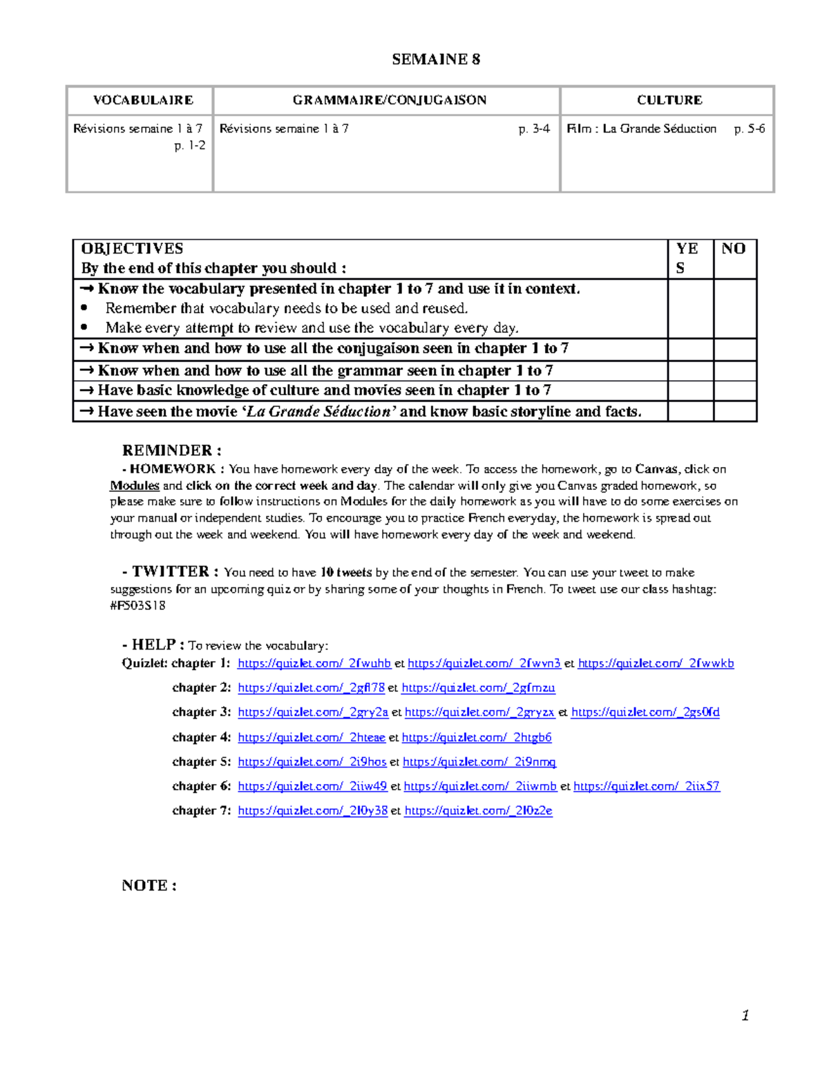 Semaine 8 1 Required French Homework Studocu