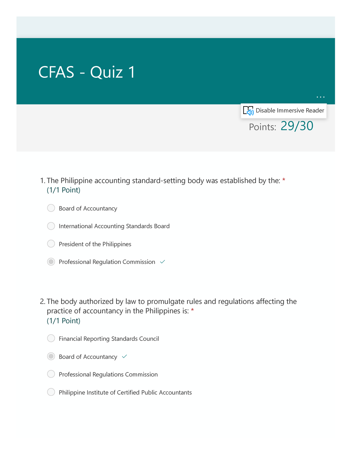 CFAS-Quiz-1 - Points: 29/ CFAS - Quiz 1 The Philippine Accounting ...