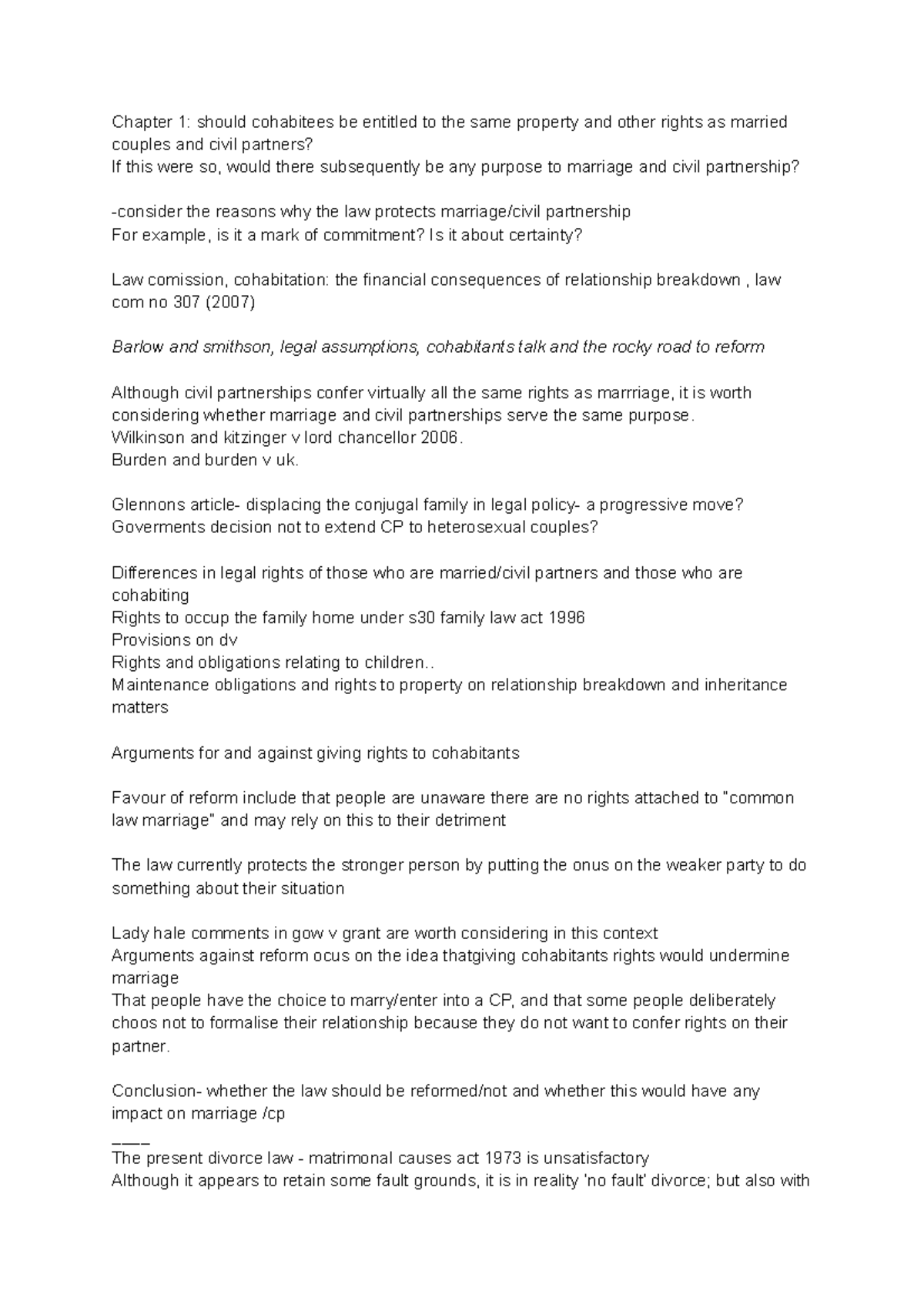 Untitled document - Chapter 1: should cohabitees be entitled to the ...