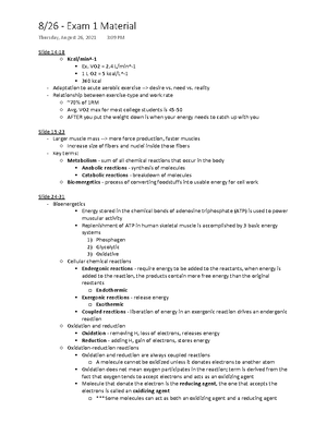 KINES 350 Final Study Guide - Copy - Steady state – energy demands are ...