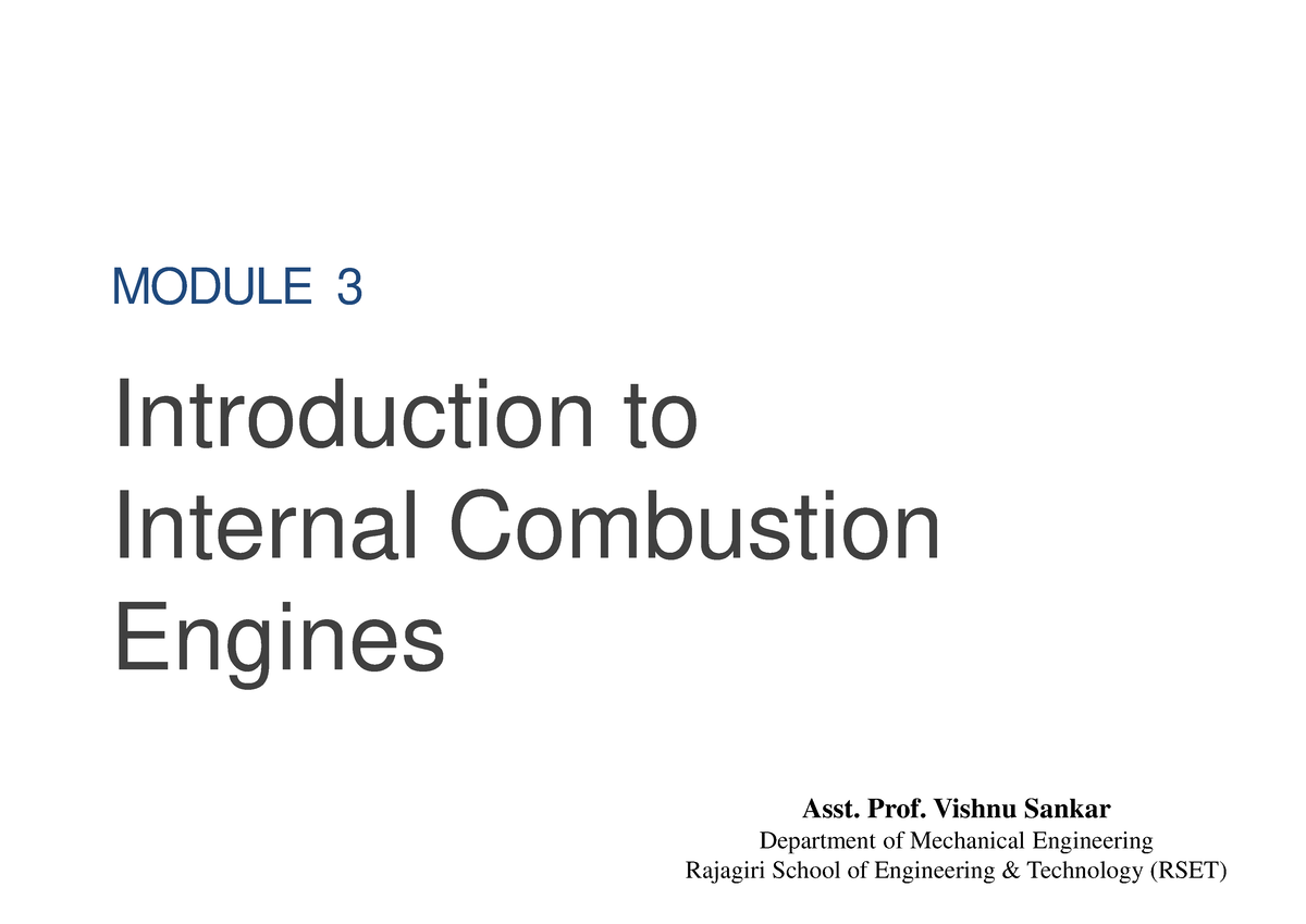 Introduction TO IC Engines - MODULE 3 Introduction To Internal ...