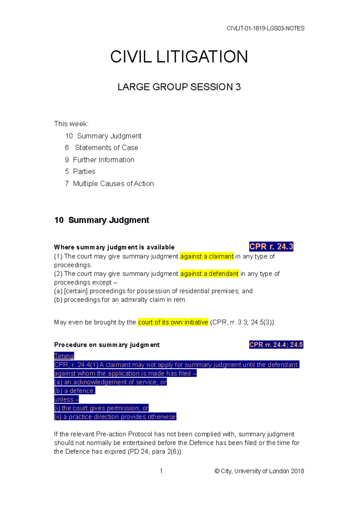 Civil Lit LGS 3 SJt Statements of Case - CIVIL LITIGATION LARGE GROUP ...