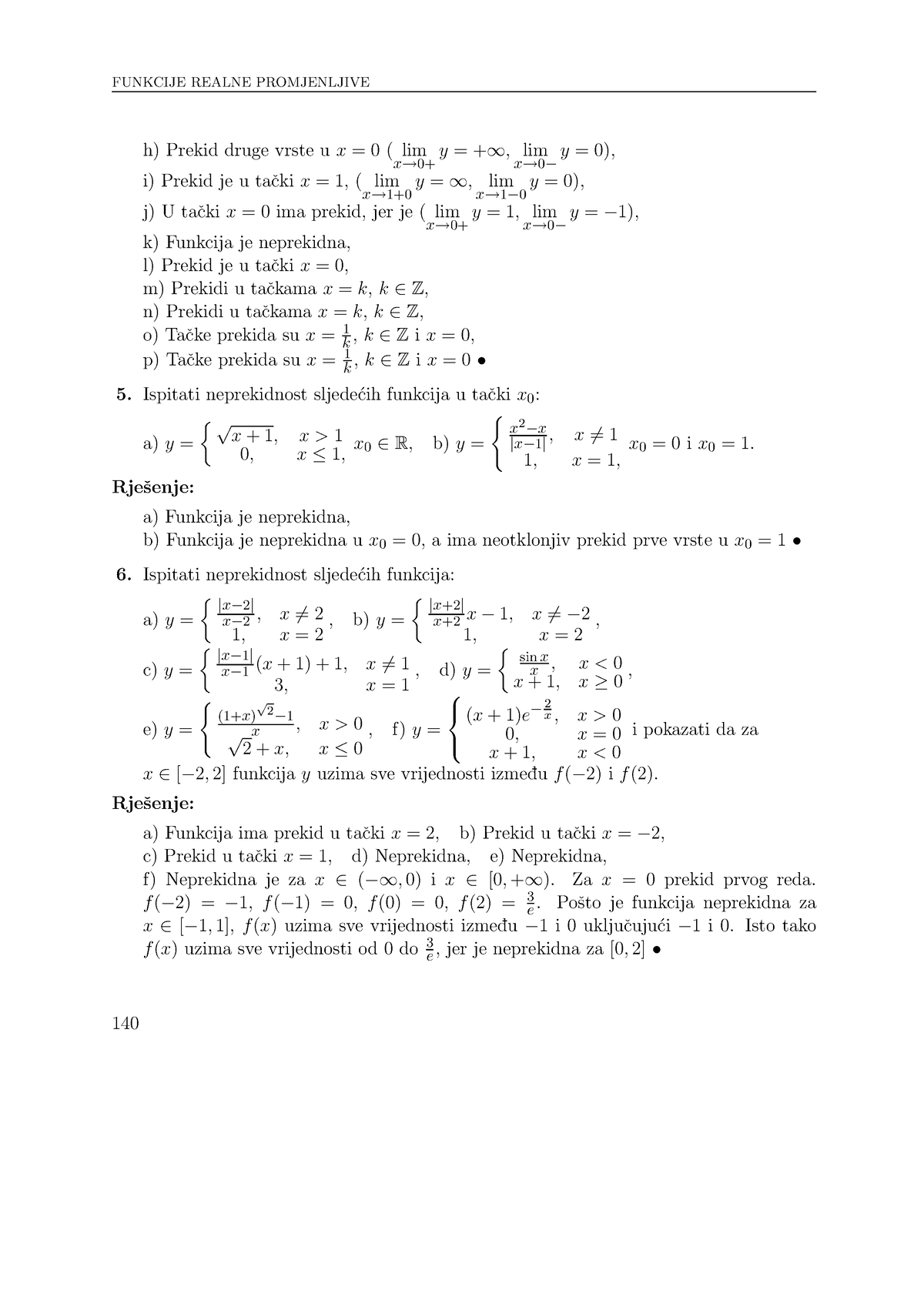 Mathematics notes, unit-35 - FUNKCIJE REALNE PROMJENLJIVE h) Prekid ...