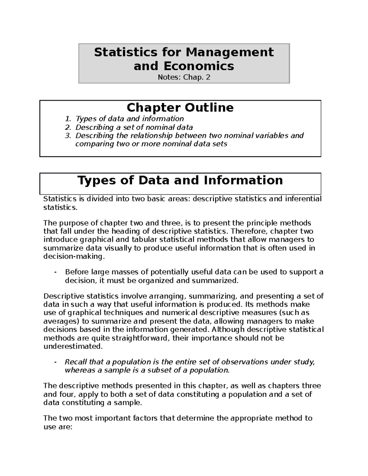 Chap. 2 - Statistics For Management And Economics - Statistics For ...