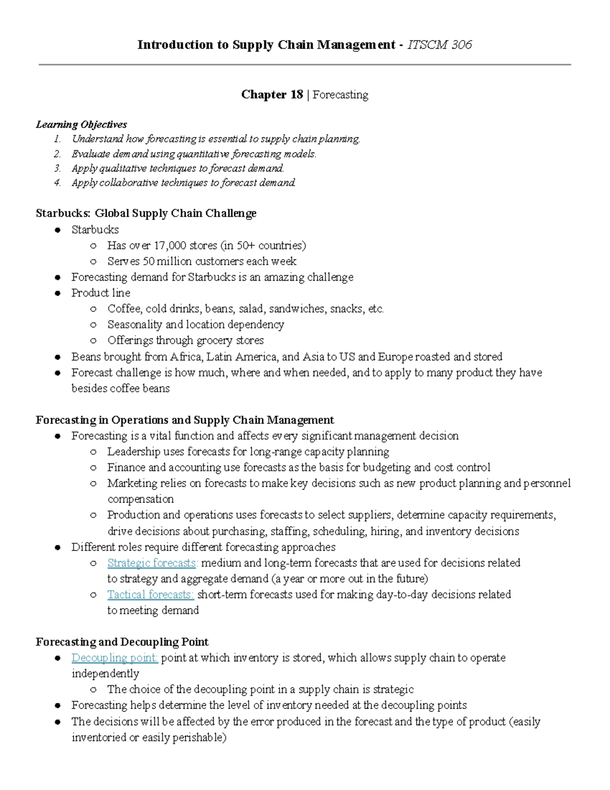 Chapter 18 Forecasting - Introduction to Supply Chain Management ...