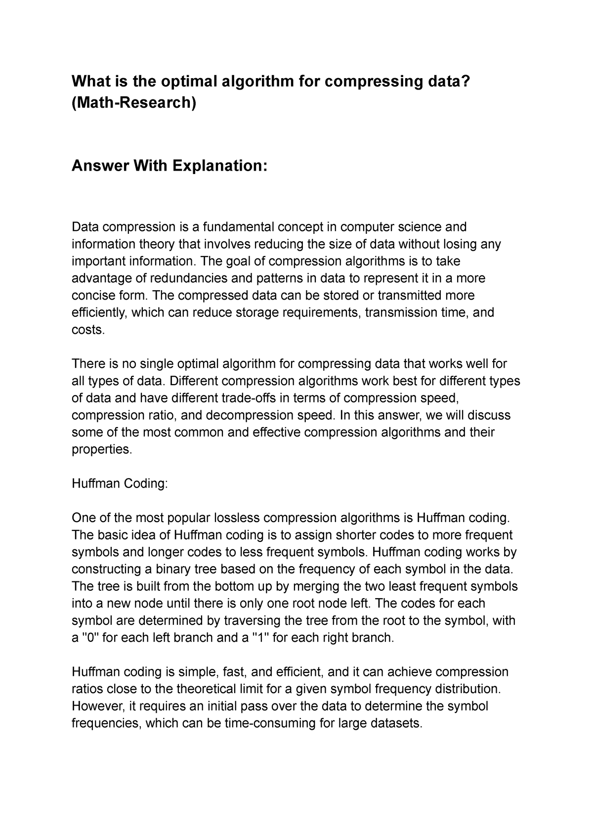 what-is-the-optimal-algorithm-for-compressing-data-math-research