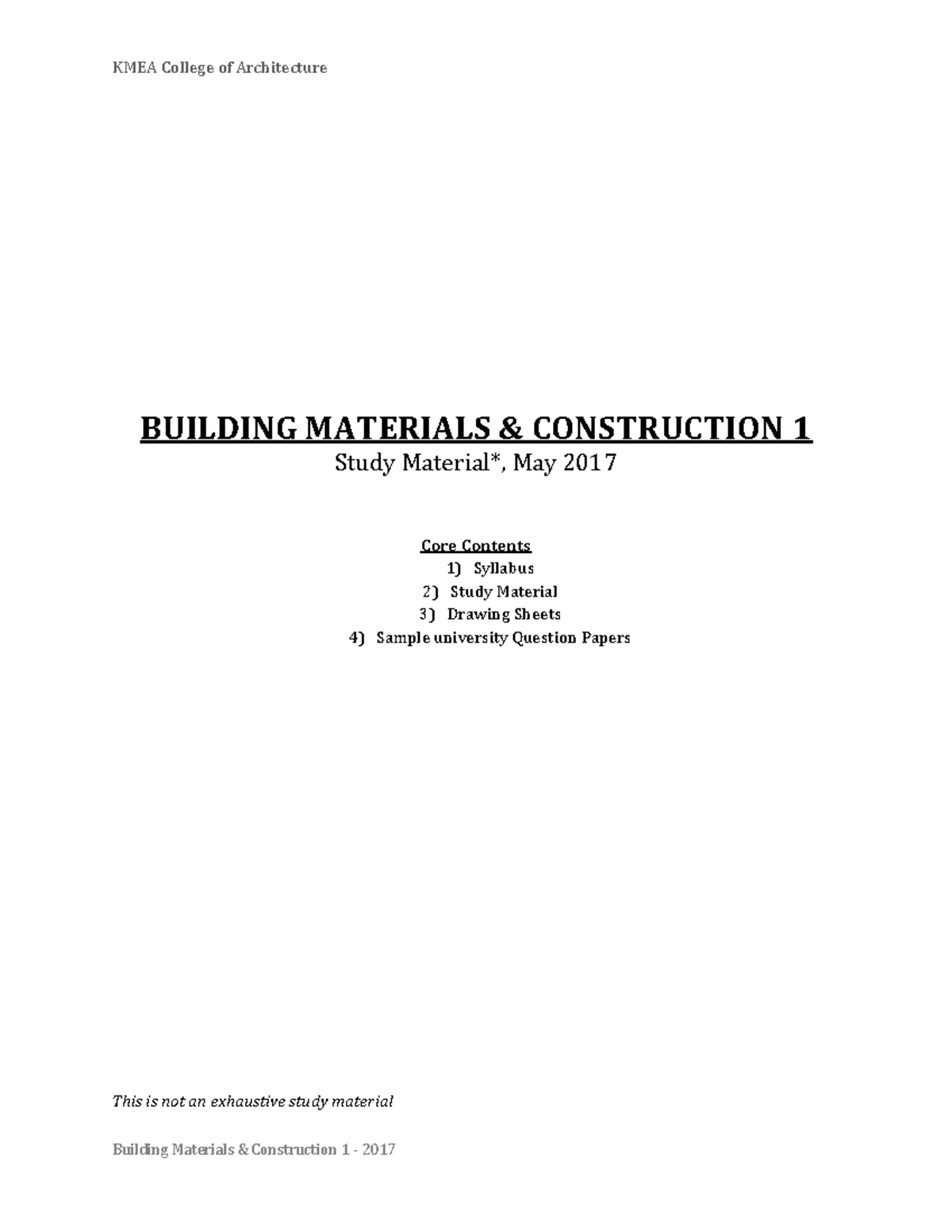 BMC 01 - Complete Study Material - BUILDING MATERIALS & CONSTRUCTION 1 ...