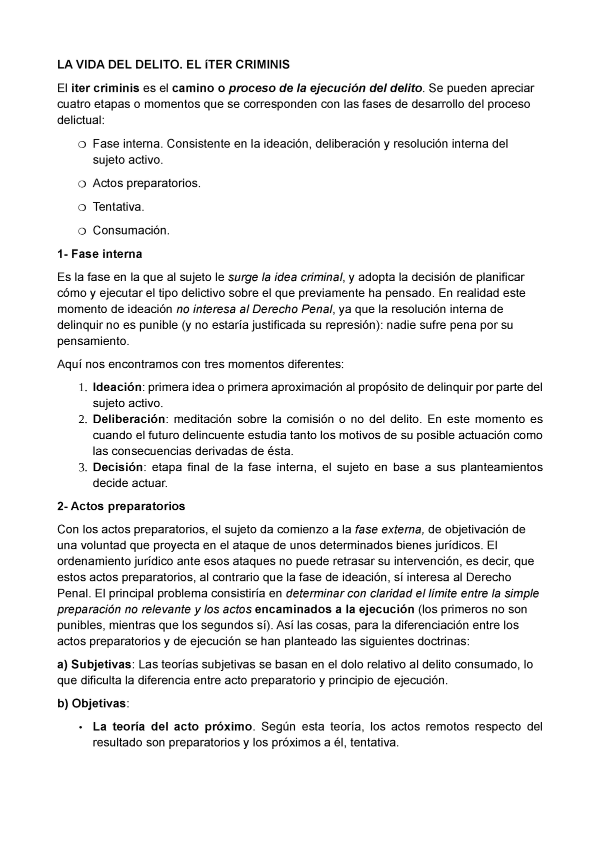 La Vida Del Delito - LA VIDA DEL DELITO. EL íTER CRIMINIS El Iter ...