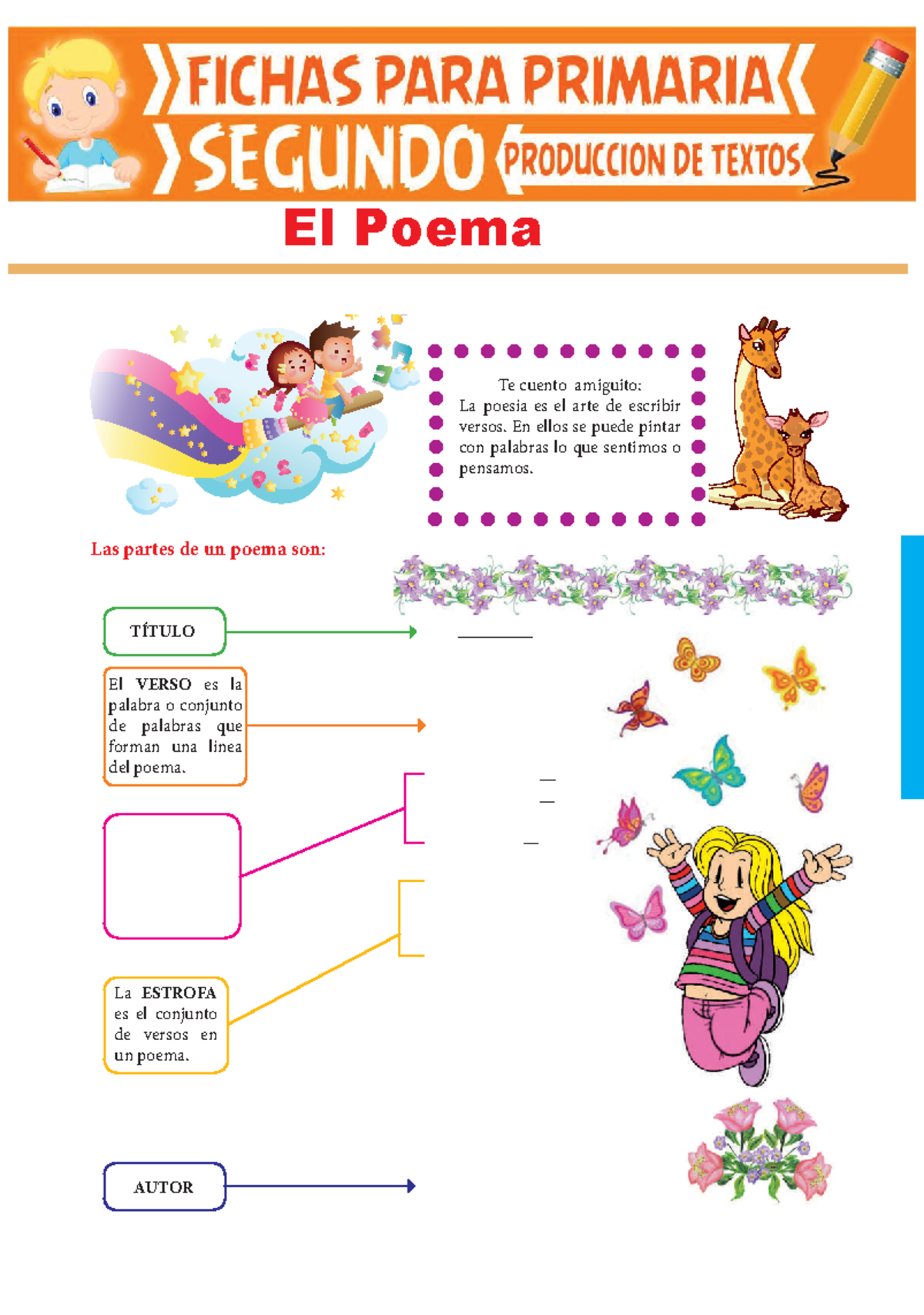 Poesia Segundo Grado de Primaria - Las partes de un poema son: Te ...