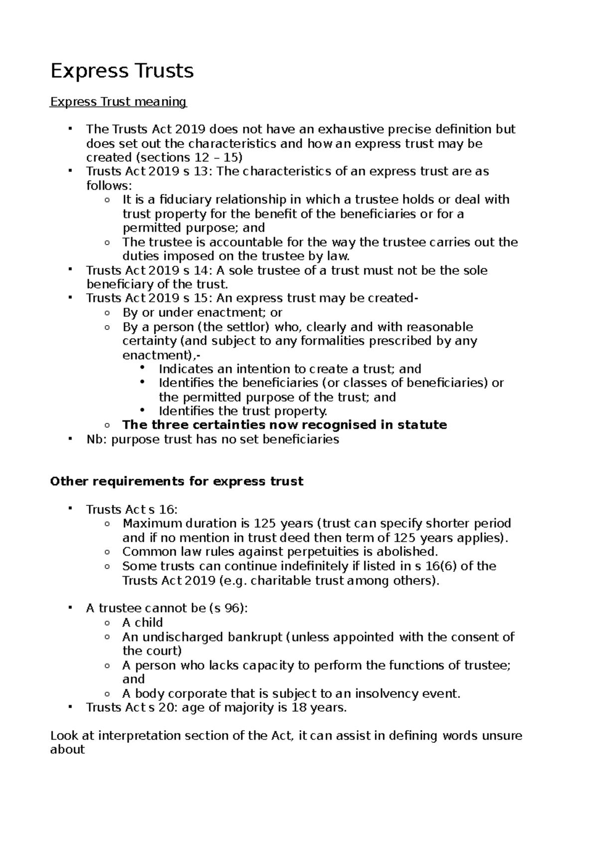 Express Trusts Express Trusts Express Trust meaning The Trusts Act